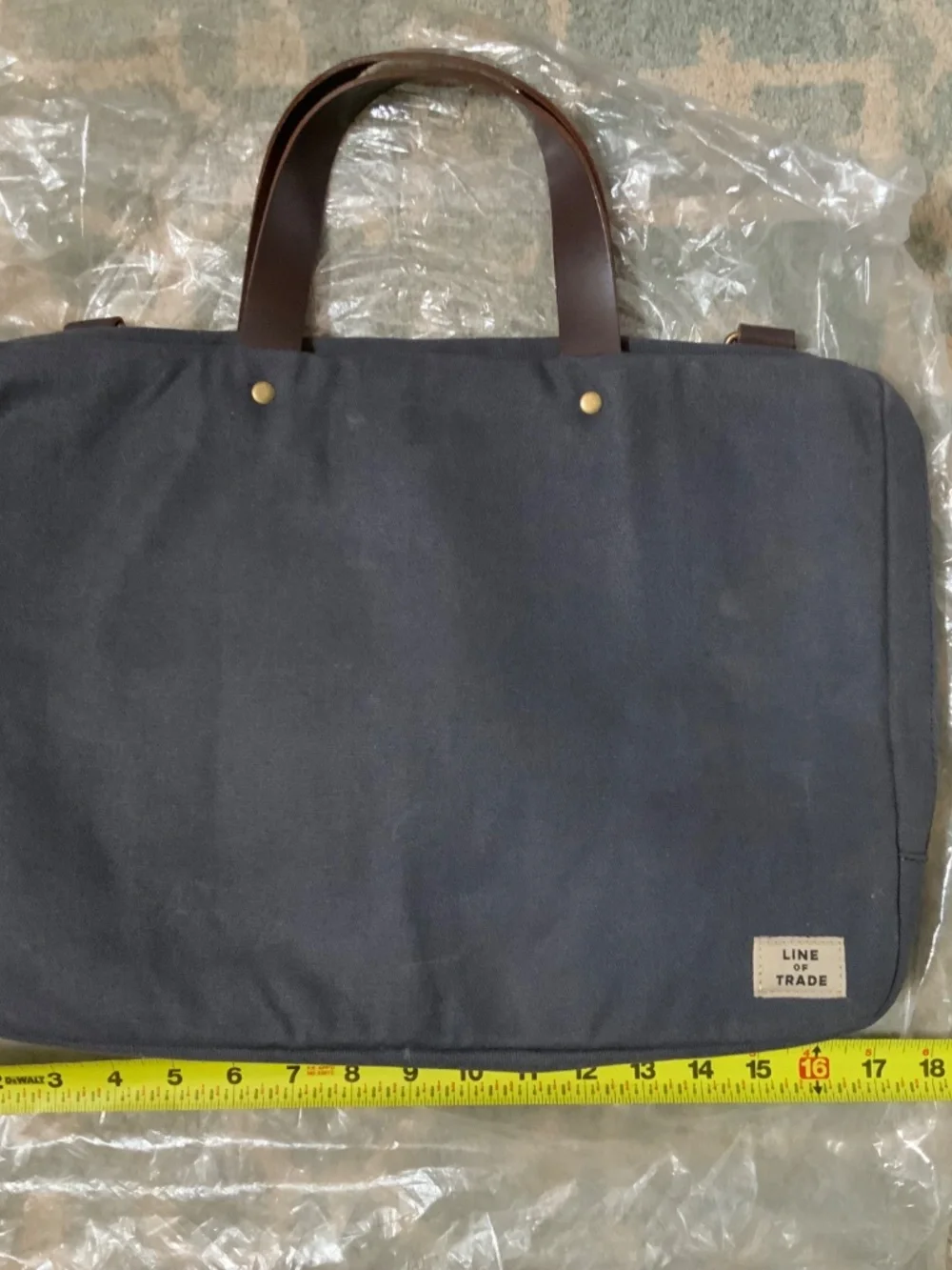 Line of Trade blue Canvas Laptop Briefcase/laptop bag with leather handles